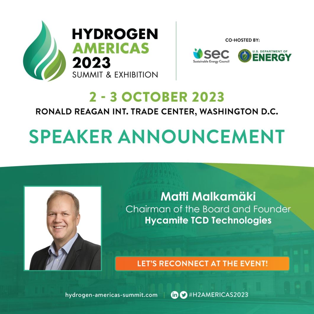 Matti Malkamäki speaking at Hydrogen Americas Summit