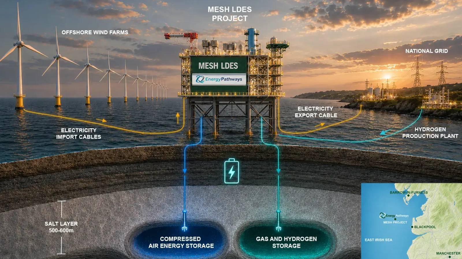 Hycamiten ja Energy Pathwaysin välinen yhteistyö on osa MESH-hanketta, joka koskee pitkäkestoista energian varastointia. Kuva: Energy Pathways